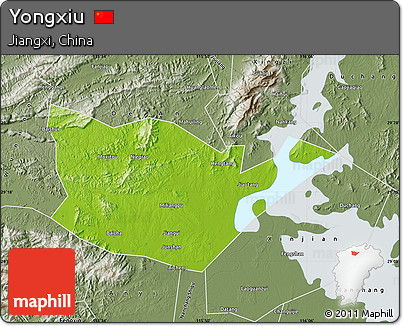 Physical Map of Yongxiu, semi-desaturated