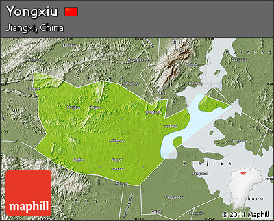 Physical Map of Yongxiu, semi-desaturated