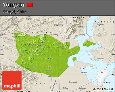 Physical Map of Yongxiu, shaded relief outside