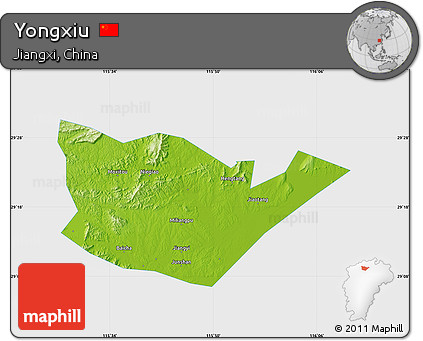 Physical Map of Yongxiu, single color outside