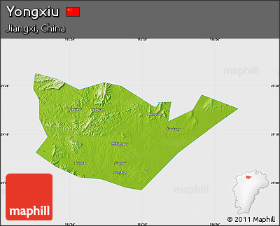 Physical Map of Yongxiu, single color outside