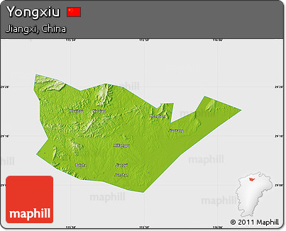 Physical Map of Yongxiu, single color outside