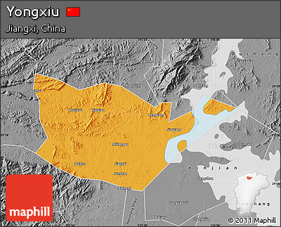 Political Map of Yongxiu, desaturated