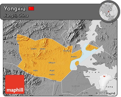 Political Map of Yongxiu, desaturated