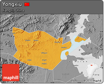 Political Map of Yongxiu, desaturated