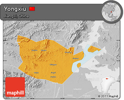 Political Map of Yongxiu, lighten, desaturated