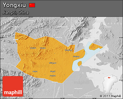 Political Map of Yongxiu, lighten, desaturated