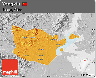 Political Map of Yongxiu, lighten, desaturated