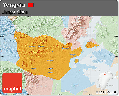 Political Map of Yongxiu, lighten