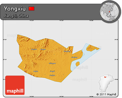 Political Map of Yongxiu, single color outside