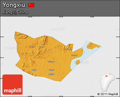 Political Map of Yongxiu, single color outside