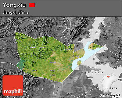 Satellite Map of Yongxiu, desaturated