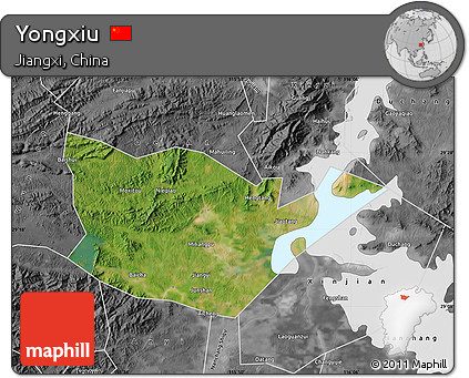Satellite Map of Yongxiu, desaturated