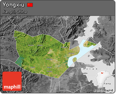 Satellite Map of Yongxiu, desaturated