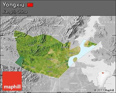 Satellite Map of Yongxiu, lighten, desaturated