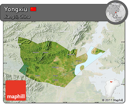 Satellite Map of Yongxiu, lighten