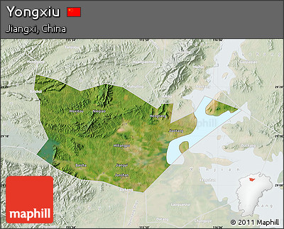 Satellite Map of Yongxiu, lighten