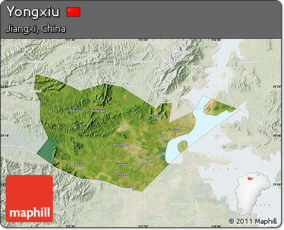 Satellite Map of Yongxiu, lighten