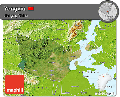 Satellite Map of Yongxiu, physical outside