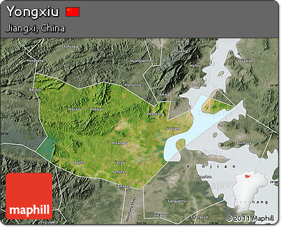 Satellite Map of Yongxiu, semi-desaturated