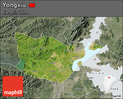 Satellite Map of Yongxiu, semi-desaturated