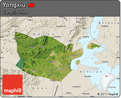 Satellite Map of Yongxiu, shaded relief outside