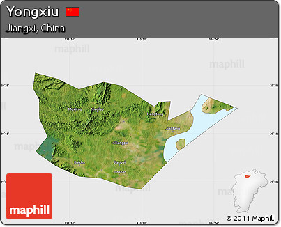 Satellite Map of Yongxiu, single color outside