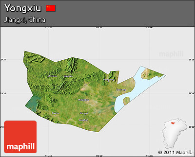 Satellite Map of Yongxiu, single color outside