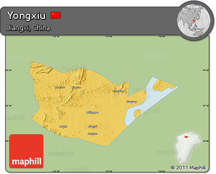 Savanna Style Map of Yongxiu, single color outside