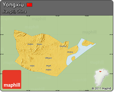 Savanna Style Map of Yongxiu, single color outside