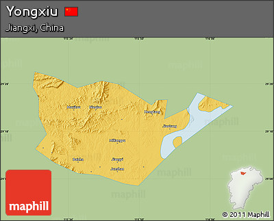 Savanna Style Map of Yongxiu, single color outside