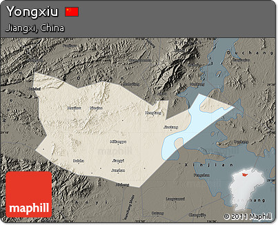 Shaded Relief Map of Yongxiu, darken