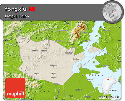 Shaded Relief Map of Yongxiu, physical outside