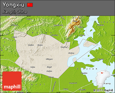 Shaded Relief Map of Yongxiu, physical outside