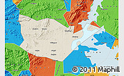 Shaded Relief Map of Yongxiu, political outside
