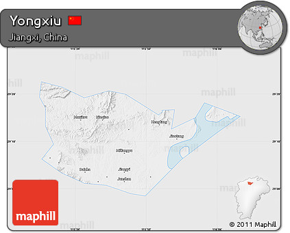 Silver Style Map of Yongxiu, single color outside
