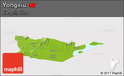 Physical Panoramic Map of Yongxiu, cropped outside