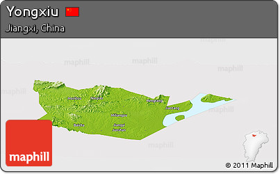 Physical Panoramic Map of Yongxiu, cropped outside