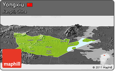 Physical Panoramic Map of Yongxiu, darken, desaturated