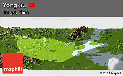 Physical Panoramic Map of Yongxiu, darken