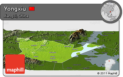 Physical Panoramic Map of Yongxiu, darken