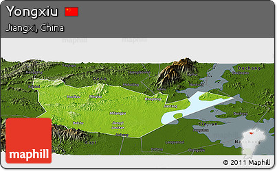 Physical Panoramic Map of Yongxiu, darken