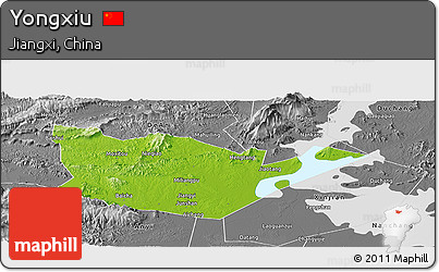 Physical Panoramic Map of Yongxiu, desaturated