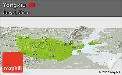 Physical Panoramic Map of Yongxiu, lighten, semi-desaturated