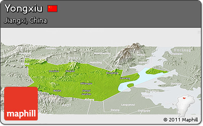 Physical Panoramic Map of Yongxiu, lighten, semi-desaturated