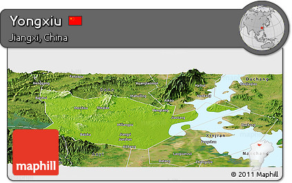 Physical Panoramic Map of Yongxiu, satellite outside