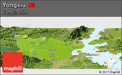 Physical Panoramic Map of Yongxiu, satellite outside