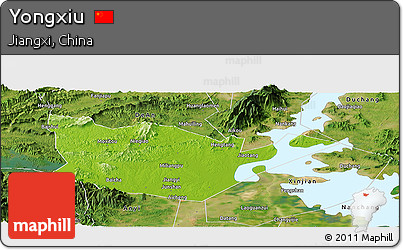 Physical Panoramic Map of Yongxiu, satellite outside