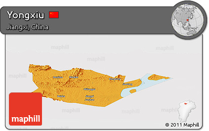 Political Panoramic Map of Yongxiu, cropped outside