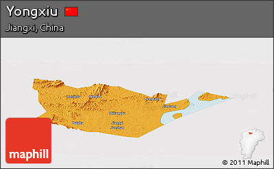 Political Panoramic Map of Yongxiu, cropped outside